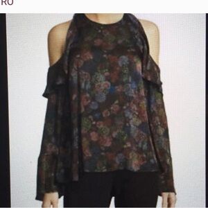 IRO Ciclan Silk Ruffle Cold Shoulder Blouse 42
